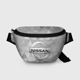 Поясная сумка 3D с принтом NISSAN. в Белгороде, 100% полиэстер | плотная ткань, ремень с регулируемой длиной, внутри несколько карманов для мелочей, основное отделение и карман с обратной стороны сумки застегиваются на молнию | abstract | auto | brand | car | geometry | nissan | nиссан | sport | texture | абстракция | авто | автомобильные | бренд | геометрия | классика | машины | модные | спорт | стиль | текстура