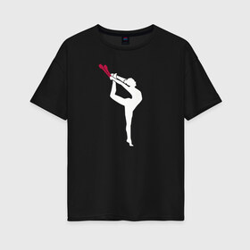 Женская футболка хлопок Oversize с принтом Gymnastics в Белгороде, 100% хлопок | свободный крой, круглый ворот, спущенный рукав, длина до линии бедер
 | gymnastics | rhythmic gymnastics | гимнастика | спорт | художественная гимнастика