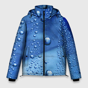 Мужская зимняя куртка 3D с принтом Капли дождя в Белгороде, верх — 100% полиэстер; подкладка — 100% полиэстер; утеплитель — 100% полиэстер | длина ниже бедра, свободный силуэт Оверсайз. Есть воротник-стойка, отстегивающийся капюшон и ветрозащитная планка. 

Боковые карманы с листочкой на кнопках и внутренний карман на молнии. | Тематика изображения на принте: abstract | brand | geometry | sport | texture | абстракция | бренд | брызги | вода | геометрия | дождь | капли | капли дождя | классика | летние | минимализм | модные | популярные иллюстрации | потеки