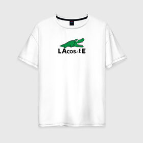 Женская футболка хлопок Oversize с принтом Крокодил в Белгороде, 100% хлопок | свободный крой, круглый ворот, спущенный рукав, длина до линии бедер
 | cos | crocodile | аллигатор | косинус | крокодил | крокодильчик | математика | угол