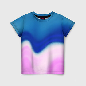 Детская футболка 3D с принтом Воздушный Крем в Белгороде, 100% гипоаллергенный полиэфир | прямой крой, круглый вырез горловины, длина до линии бедер, чуть спущенное плечо, ткань немного тянется | Тематика изображения на принте: blue | cream | gradient | pink | абстрактный | абстракция | вода | волны | гламур | градиент | девочкам | зефирка | краска | краски | красочный | море | мороженое | небеса | нежные | пастельные | перламутровый