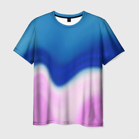 Мужская футболка 3D с принтом Воздушный Крем в Белгороде, 100% полиэфир | прямой крой, круглый вырез горловины, длина до линии бедер | blue | cream | gradient | pink | абстрактный | абстракция | вода | волны | гламур | градиент | девочкам | зефирка | краска | краски | красочный | море | мороженое | небеса | нежные | пастельные | перламутровый