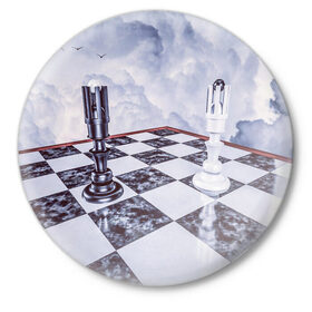 Значок с принтом Шахматы в Белгороде,  металл | круглая форма, металлическая застежка в виде булавки | доска | игра | игровая | игры | короли | король | настольная | настольные | небеса | небо | облака | облако | спорт | туча | тучи | шахматный | шахматы