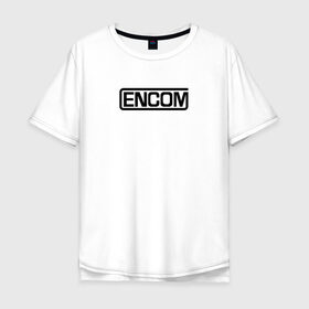 Мужская футболка хлопок Oversize с принтом Encom в Белгороде, 100% хлопок | свободный крой, круглый ворот, “спинка” длиннее передней части | Тематика изображения на принте: виртуальный | кевин флинн | мир | программист | фильм