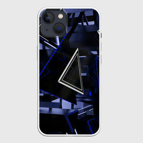 Чехол для iPhone 13 с принтом Clay в Белгороде,  |  | 3d | blue | lines | shapes | structure | triangles | volume | линии | объем | синий | структура | треугольники | фигуры