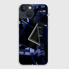 Чехол для iPhone 13 mini с принтом Clay в Белгороде,  |  | 3d | blue | lines | shapes | structure | triangles | volume | линии | объем | синий | структура | треугольники | фигуры