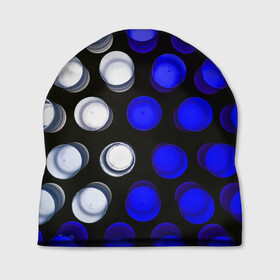 Шапка 3D с принтом GGGelt в Белгороде, 100% полиэстер | универсальный размер, печать по всей поверхности изделия | abstraction | blue | circles | light | shapes | white | абстракция | белый | круги | свет | синий | формы