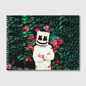 Альбом для рисования с принтом MARSHMELLO ROSES в Белгороде, 100% бумага
 | матовая бумага, плотность 200 мг. | fortnite | marshmallo | marshmallow | marshmello | marshmellow | маршмелло | маршмеллоу | розы | фортнайт