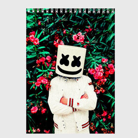 Скетчбук с принтом MARSHMELLO ROSES в Белгороде, 100% бумага
 | 48 листов, плотность листов — 100 г/м2, плотность картонной обложки — 250 г/м2. Листы скреплены сверху удобной пружинной спиралью | fortnite | marshmallo | marshmallow | marshmello | marshmellow | маршмелло | маршмеллоу | розы | фортнайт