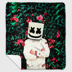 Плед с рукавами с принтом MARSHMELLO ROSES в Белгороде, 100% полиэстер | Закругленные углы, все края обработаны. Ткань не мнется и не растягивается. Размер 170*145 | fortnite | marshmallo | marshmallow | marshmello | marshmellow | маршмелло | маршмеллоу | розы | фортнайт