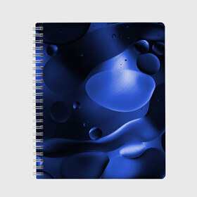 Тетрадь с принтом Kally в Белгороде, 100% бумага | 48 листов, плотность листов — 60 г/м2, плотность картонной обложки — 250 г/м2. Листы скреплены сбоку удобной пружинной спиралью. Уголки страниц и обложки скругленные. Цвет линий — светло-серый
 | Тематика изображения на принте: abstraction | blue | drops | shapes | surface | абстракция | капли | поверхность | синий | формы