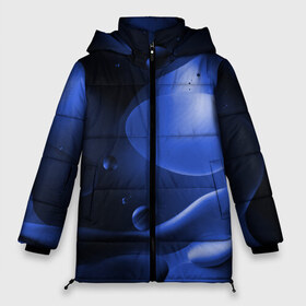 Женская зимняя куртка 3D с принтом Kally в Белгороде, верх — 100% полиэстер; подкладка — 100% полиэстер; утеплитель — 100% полиэстер | длина ниже бедра, силуэт Оверсайз. Есть воротник-стойка, отстегивающийся капюшон и ветрозащитная планка. 

Боковые карманы с листочкой на кнопках и внутренний карман на молнии | abstraction | blue | drops | shapes | surface | абстракция | капли | поверхность | синий | формы