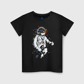 Детская футболка хлопок с принтом Cosmosrock в Белгороде, 100% хлопок | круглый вырез горловины, полуприлегающий силуэт, длина до линии бедер | astronaut | cosmonaut | cosmos | guitar | music | rock | solo | space | star | астронавт | гитара | звезда | космонавт | космос | музыка | солист