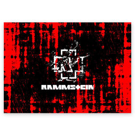 Поздравительная открытка с принтом Rammstein. в Белгороде, 100% бумага | плотность бумаги 280 г/м2, матовая, на обратной стороне линовка и место для марки
 | Тематика изображения на принте: music | rammstein | rock | индастриал метал | метал группа | музыка | музыкальная группа | немецкая метал группа | рамштайн | рок | хард рок