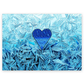 Поздравительная открытка с принтом Ледяное сердце в Белгороде, 100% бумага | плотность бумаги 280 г/м2, матовая, на обратной стороне линовка и место для марки
 | Тематика изображения на принте: christmas | frozen | new year | snow | winter | влюбленные | дед мороз | зима | зимний | лед | любимая жена | любовь | мама | новый год | подарок | рождество | сердечки | снег | снежинки | снежная королева | узоры