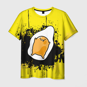 Мужская футболка 3D с принтом Gudetama в Белгороде, 100% полиэфир | прямой крой, круглый вырез горловины, длина до линии бедер | gudetama | аниме | веселое яйцо | гудетама | стекающее яйцо | яйцо