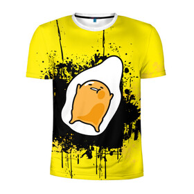 Мужская футболка 3D спортивная с принтом Gudetama в Белгороде, 100% полиэстер с улучшенными характеристиками | приталенный силуэт, круглая горловина, широкие плечи, сужается к линии бедра | gudetama | аниме | веселое яйцо | гудетама | стекающее яйцо | яйцо