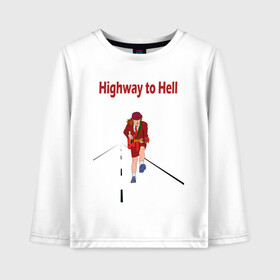 Детский лонгслив хлопок с принтом Highway to Hell AC DC в Белгороде, 100% хлопок | круглый вырез горловины, полуприлегающий силуэт, длина до линии бедер | ac dc | angus young | highway to hell | ас дс | ас дс.