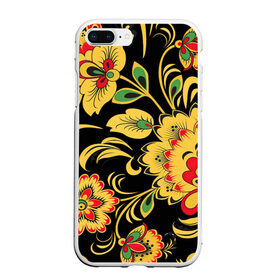 Чехол для iPhone 7Plus/8 Plus матовый с принтом Хохлома в Белгороде, Силикон | Область печати: задняя сторона чехла, без боковых панелей | арт | вектор | желтый | зеленый | золотой | красный | народный рисунок | рисунок | хохлома | цветок | цветы | чёрный