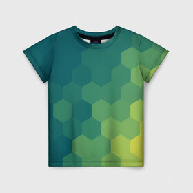 Детская футболка 3D с принтом Hexagon в Белгороде, 100% гипоаллергенный полиэфир | прямой крой, круглый вырез горловины, длина до линии бедер, чуть спущенное плечо, ткань немного тянется | орнамент | текстуры | узор | шестиугольник