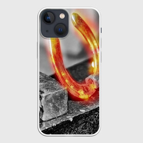 Чехол для iPhone 13 mini с принтом Подкова в Белгороде,  |  | horseshoe | железный | железо | ковка | кузница | кузня | металл | металлический | молот | молотки | молоток | молоты | наковальни | наковальня | подкова | сталь | стальной | удача