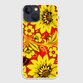 Чехол для iPhone 13 mini с принтом Хохлома в Белгороде,  |  | арт | вектор | желтый | зеленый | золотой | красный | народный рисунок | рисунок | хохлома | цветок | цветы | чёрный | ягода | ягоды