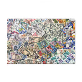 Пазл магнитный 126 элементов с принтом Деньги в Белгороде, полимерный материал с магнитным слоем | 126 деталей, размер изделия —  180*270 мм | арт | банкноты | валюта | деньги | доллары | зеленый | иена | красный | серый | синий | фунт стерлингов | юани