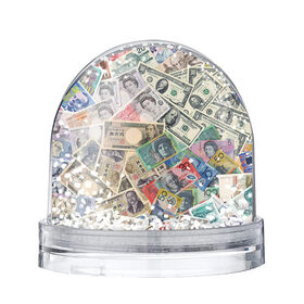 Снежный шар с принтом Деньги в Белгороде, Пластик | Изображение внутри шара печатается на глянцевой фотобумаге с двух сторон | арт | банкноты | валюта | деньги | доллары | зеленый | иена | красный | серый | синий | фунт стерлингов | юани