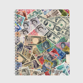 Тетрадь с принтом Деньги в Белгороде, 100% бумага | 48 листов, плотность листов — 60 г/м2, плотность картонной обложки — 250 г/м2. Листы скреплены сбоку удобной пружинной спиралью. Уголки страниц и обложки скругленные. Цвет линий — светло-серый
 | арт | банкноты | валюта | деньги | доллары | зеленый | иена | красный | серый | синий | фунт стерлингов | юани
