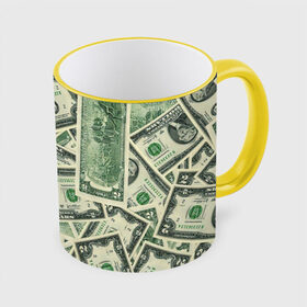 Кружка с полной запечаткой с принтом Доллар в Белгороде, керамика | ёмкость 330 мл | 100 долларов | арт | банкноты | валюта | деньги | доллар | зеленый | рисунок | сто | сто долларов
