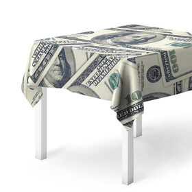Скатерть 3D с принтом Доллары в Белгороде, 100% полиэстер (ткань не мнется и не растягивается) | Размер: 150*150 см | 100 долларов | арт | банкноты | валюта | деньги | доллары | зеленый | зелень | сто | сто долларов