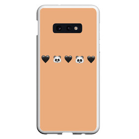Чехол для Samsung S10E с принтом смайлы пандочки и сердечки в Белгороде, Силикон | Область печати: задняя сторона чехла, без боковых панелей | панда | пандочка | пандочки | панды | панды и черные сердечки | сердечки | сердца | смайлики | смайлы | черное сердце