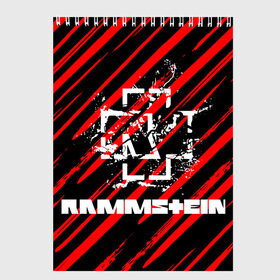 Скетчбук с принтом Rammstein. в Белгороде, 100% бумага
 | 48 листов, плотность листов — 100 г/м2, плотность картонной обложки — 250 г/м2. Листы скреплены сверху удобной пружинной спиралью | music | rammstein | rock | индастриал метал | метал группа | музыка | музыкальная группа | немецкая метал группа | рамштайн | рок | хард рок