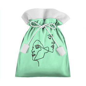 Подарочный 3D мешок с принтом лица одной линией в Белгороде, 100% полиэстер | Размер: 29*39 см | лица | лицо | лицо девушки | лицо парня | минимализм | не отрывая руки | одной линией | черная линия