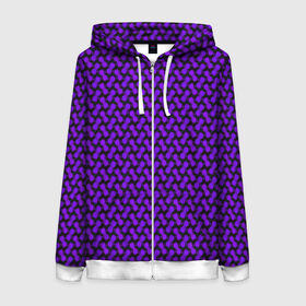 Женская толстовка 3D на молнии с принтом Dorri в Белгороде, 100% полиэстер | длина до линии бедра, манжеты и пояс оформлены мягкой тканевой резинкой, двухслойный капюшон со шнурком для регулировки, спереди молния, по бокам два кармана | abstraction | pattern | purple | shapes | абстракция | паттерн | фиолетовый | формы