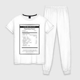 Женская пижама хлопок с принтом Феминизм в Белгороде, 100% хлопок | брюки и футболка прямого кроя, без карманов, на брюках мягкая резинка на поясе и по низу штанин | 