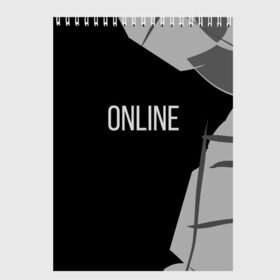 Скетчбук с принтом Online в Белгороде, 100% бумага
 | 48 листов, плотность листов — 100 г/м2, плотность картонной обложки — 250 г/м2. Листы скреплены сверху удобной пружинной спиралью | online | абстракция | камуфляж | онлайн | ч б | черно белое