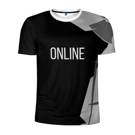 Мужская футболка 3D спортивная с принтом Online в Белгороде, 100% полиэстер с улучшенными характеристиками | приталенный силуэт, круглая горловина, широкие плечи, сужается к линии бедра | online | абстракция | камуфляж | онлайн | ч б | черно белое