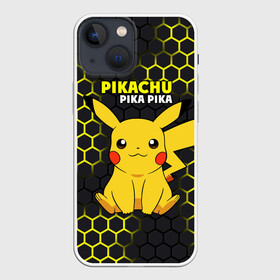 Чехол для iPhone 13 mini с принтом Pikachu Pika Pika в Белгороде,  |  | pika | pikachu | аниме | детская | детям | игры | молния | мышка | мышь | пика | пикачу | покемон | покемоны | соты