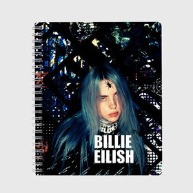 Тетрадь с принтом Билли Эйлиш Billie Eilish в Белгороде, 100% бумага | 48 листов, плотность листов — 60 г/м2, плотность картонной обложки — 250 г/м2. Листы скреплены сбоку удобной пружинной спиралью. Уголки страниц и обложки скругленные. Цвет линий — светло-серый
 | billie eilish | билли эйлиш | музыка | певица | текстура