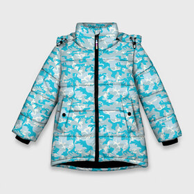 Зимняя куртка для девочек 3D с принтом Пастельный камуфляж голубой в Белгороде, ткань верха — 100% полиэстер; подклад — 100% полиэстер, утеплитель — 100% полиэстер. | длина ниже бедра, удлиненная спинка, воротник стойка и отстегивающийся капюшон. Есть боковые карманы с листочкой на кнопках, утяжки по низу изделия и внутренний карман на молнии. 

Предусмотрены светоотражающий принт на спинке, радужный светоотражающий элемент на пуллере молнии и на резинке для утяжки. | military | pattern | абстракция | армия | брызги | военный | войска | волны | зимний | краски | маскировка | милитари | море | небеса | небесный | нежные | облака | океан | орнамент | паттерн | пятна | пятнистый