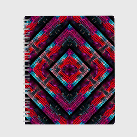 Тетрадь с принтом Monna в Белгороде, 100% бумага | 48 листов, плотность листов — 60 г/м2, плотность картонной обложки — 250 г/м2. Листы скреплены сбоку удобной пружинной спиралью. Уголки страниц и обложки скругленные. Цвет линий — светло-серый
 | Тематика изображения на принте: colorful | geometric | kaleidoscope | mosaic | pattern | rhombuses | squares | геометрический | калейдоскоп | квадраты | мозаика | разноцветный | ромбы | узор
