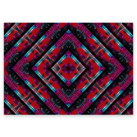 Поздравительная открытка с принтом Monna в Белгороде, 100% бумага | плотность бумаги 280 г/м2, матовая, на обратной стороне линовка и место для марки
 | Тематика изображения на принте: colorful | geometric | kaleidoscope | mosaic | pattern | rhombuses | squares | геометрический | калейдоскоп | квадраты | мозаика | разноцветный | ромбы | узор