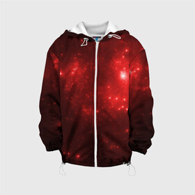 Детская куртка 3D с принтом Красное Очарование в Белгороде, 100% полиэстер | застежка — молния, подол и капюшон оформлены резинкой с фиксаторами, по бокам — два кармана без застежек, один потайной карман на груди, плотность верхнего слоя — 90 г/м2; плотность флисового подклада — 260 г/м2 | abstraction | fractal | glare | light | nebula | red | red space | абстракция | блики | красный | красный космос | свет | туманность | фрактал