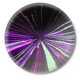 Значок с принтом Rollo в Белгороде,  металл | круглая форма, металлическая застежка в виде булавки | abstraction | blur | immersion | light | lines | long exposure | purple | абстракция | длинная выдержка | линии | погружение | размытость | свет | фиолетовый