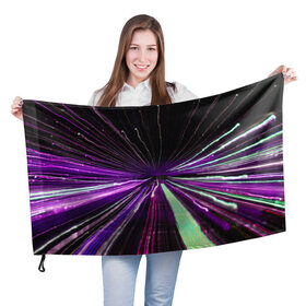 Флаг 3D с принтом Rollo в Белгороде, 100% полиэстер | плотность ткани — 95 г/м2, размер — 67 х 109 см. Принт наносится с одной стороны | abstraction | blur | immersion | light | lines | long exposure | purple | абстракция | длинная выдержка | линии | погружение | размытость | свет | фиолетовый