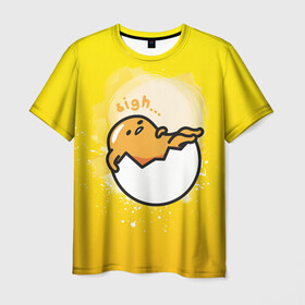 Мужская футболка 3D с принтом Gudetama в Белгороде, 100% полиэфир | прямой крой, круглый вырез горловины, длина до линии бедер | gudetama | анимешное яйцо | гудетама | желток | стекающее яйцо | яичница
