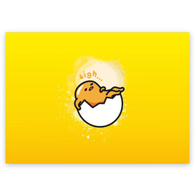 Поздравительная открытка с принтом Gudetama в Белгороде, 100% бумага | плотность бумаги 280 г/м2, матовая, на обратной стороне линовка и место для марки
 | gudetama | анимешное яйцо | гудетама | желток | стекающее яйцо | яичница