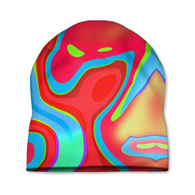 Шапка 3D с принтом Цветное безумие в Белгороде, 100% полиэстер | универсальный размер, печать по всей поверхности изделия | абстракция | камуфляж | кляксы | краски | линии | неон | неоновая абстракция | неоновый принт | неоновый рисунок | пятна | разводы | разноцветное