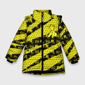 Зимняя куртка для девочек 3D с принтом GTA Online Yellow Dog в Белгороде, ткань верха — 100% полиэстер; подклад — 100% полиэстер, утеплитель — 100% полиэстер. | длина ниже бедра, удлиненная спинка, воротник стойка и отстегивающийся капюшон. Есть боковые карманы с листочкой на кнопках, утяжки по низу изделия и внутренний карман на молнии. 

Предусмотрены светоотражающий принт на спинке, радужный светоотражающий элемент на пуллере молнии и на резинке для утяжки. | auto | game | grand | gta | gta5 | los santos | rockstar | theft | гта | гта5 | игра | лос сантос | майкл | онлайн | рокстар | тревор | франклин